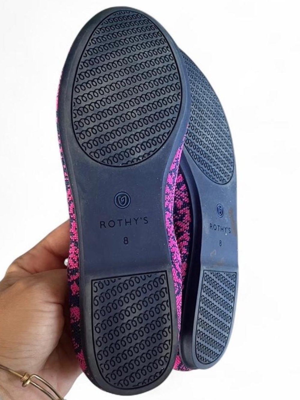 Rothy's The Loafer Retired Fuchsia Navy Snake Print Knit shoes Size 8 - Picture 8 of 8